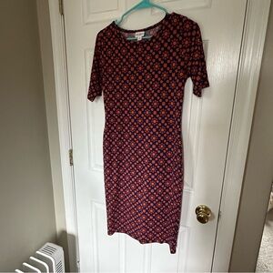 LuLaRoe flower pattern Sheath Midi Dress Short Sleeve